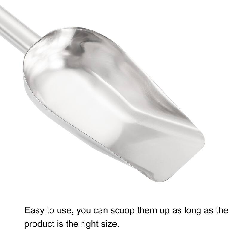 Ice Scoop Stainless Steel 9.1x2.4" Flour Cereal Food Utility Shovel - Silver