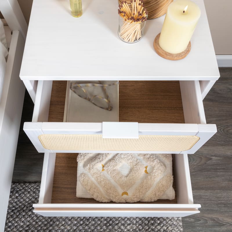 Crawford Wood 2-Drawer Bed Side Table