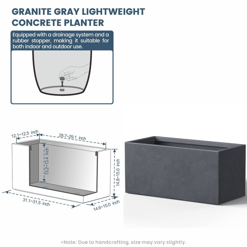 Tall Concrete Rectangle Plant Boxes / Large Indoor and Outdoor Flower Planters