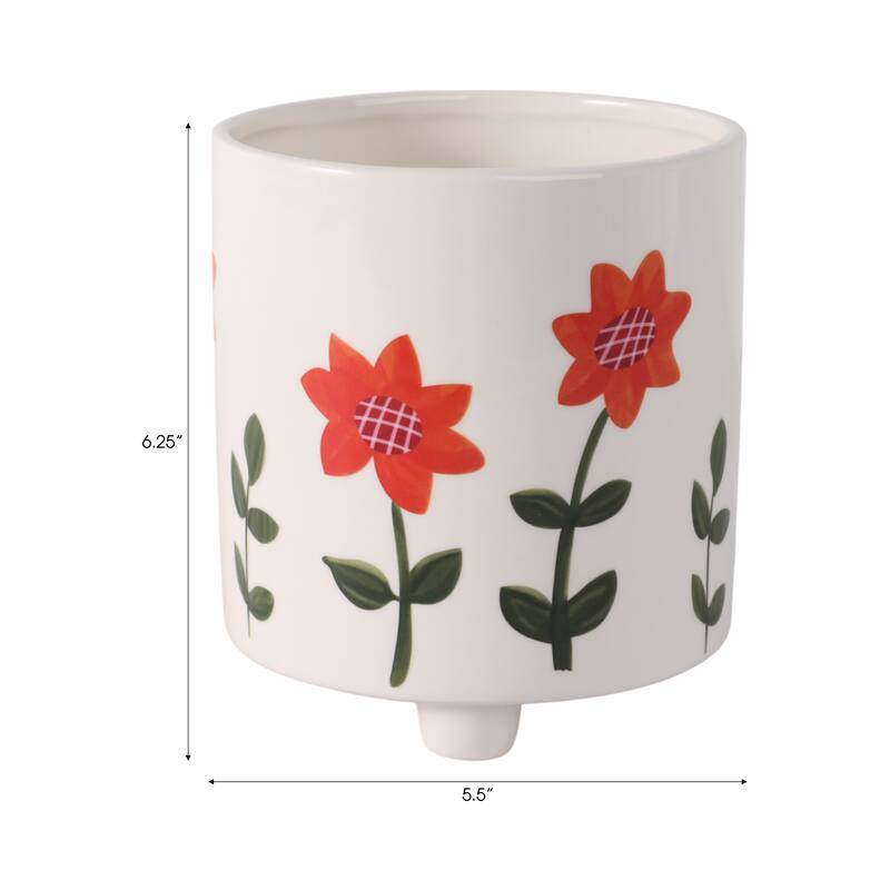 Planter Outdoor Stylish Cute Hand Painted Flower Design