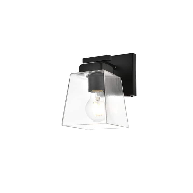 Merlin 1 Light Black and Clear Bath Sconce