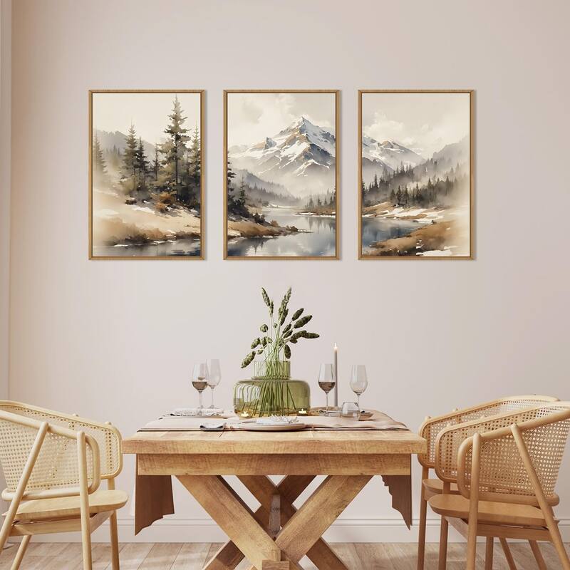 Foggy Pine Tree Wall Decor, Winter Landscape Wall Painting