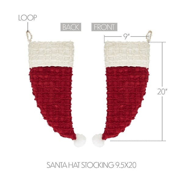 Chenille Christmas Santa Hat Stocking 9.5x20 - Stocking 20x9.5