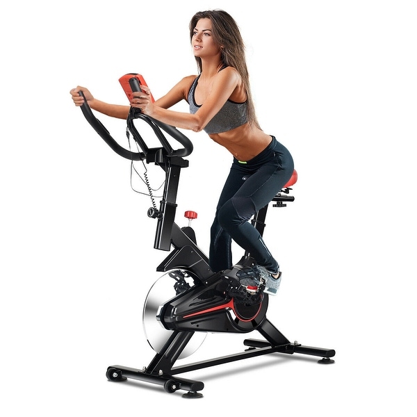 Indoor Cycling Bike Exercise Cycle Trainer Fitness Cardio Workout LCD