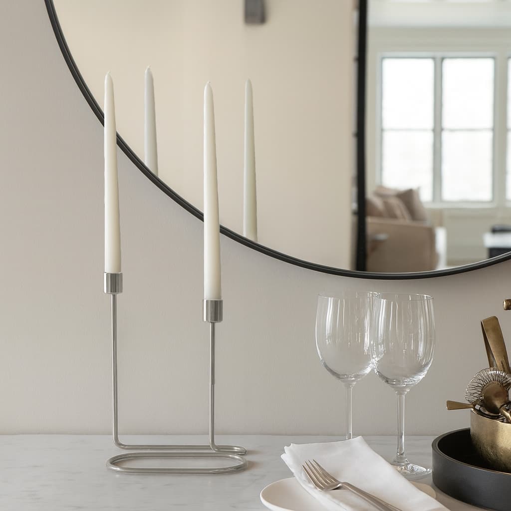 Metal Modern Swirl 2-Taper Candle Holder