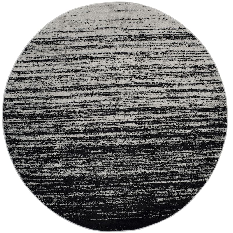 SAFAVIEH Adirondack Vera Modern Ombre Distressed Area Rug - 4' Round - Silver/Black