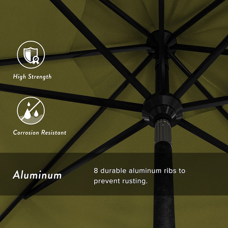 California Umbrella 11' Rd Golden State Series Patio Umbrella Black Aluminum Frame Crank Lift Collar Tilt Sunbrella