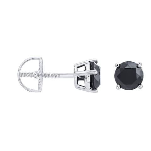 Prism Jewel 1/6 Ctw to 1 Ctw Round Prong-Set Black Diamond Stud Earrings for Women