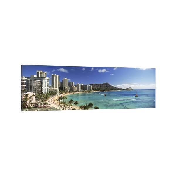 slide 1 of 7, iCanvas "Coastal Architecture And Diamond Head, Waikiki Beach, Oahu, Honolulu, Hawaii, USA" by Panoramic Images Canvas Print