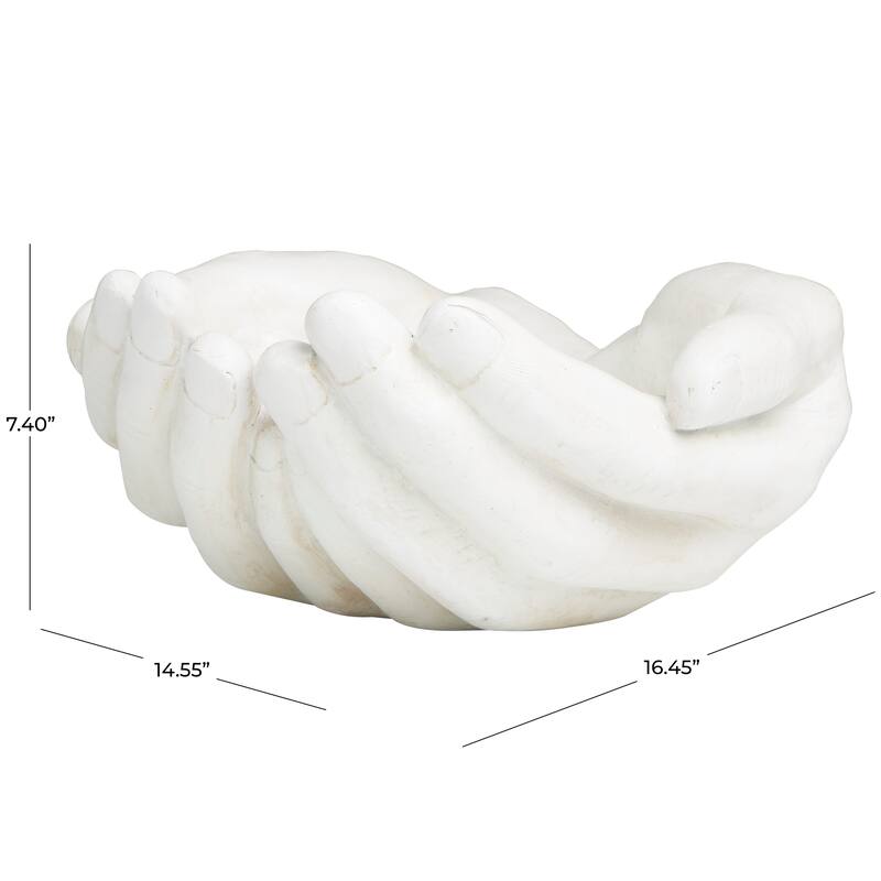 Classic Polystone Open Hands Sculpture - White or Gold