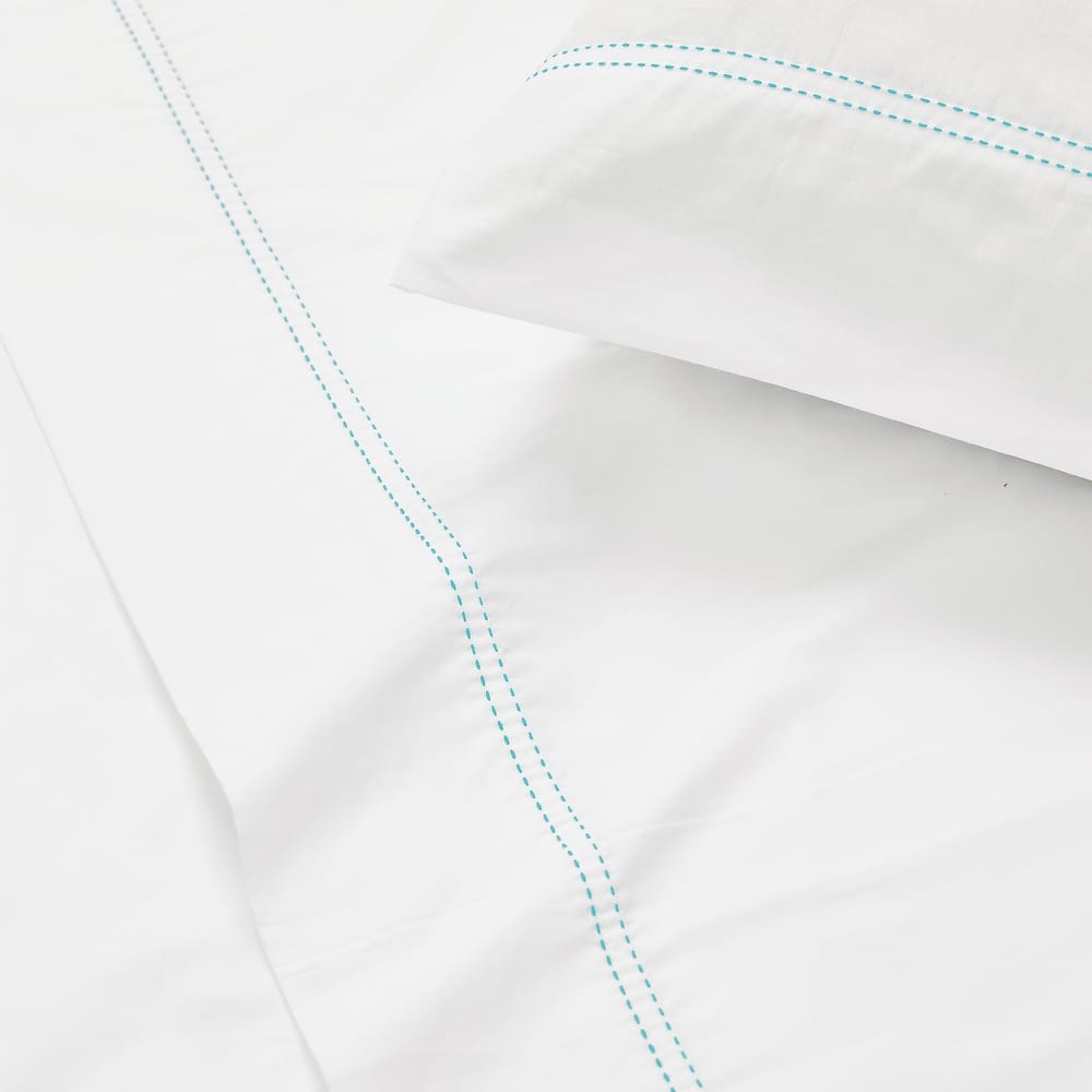 SCOUT Pick Stitch Cotton Percale Sheet Set