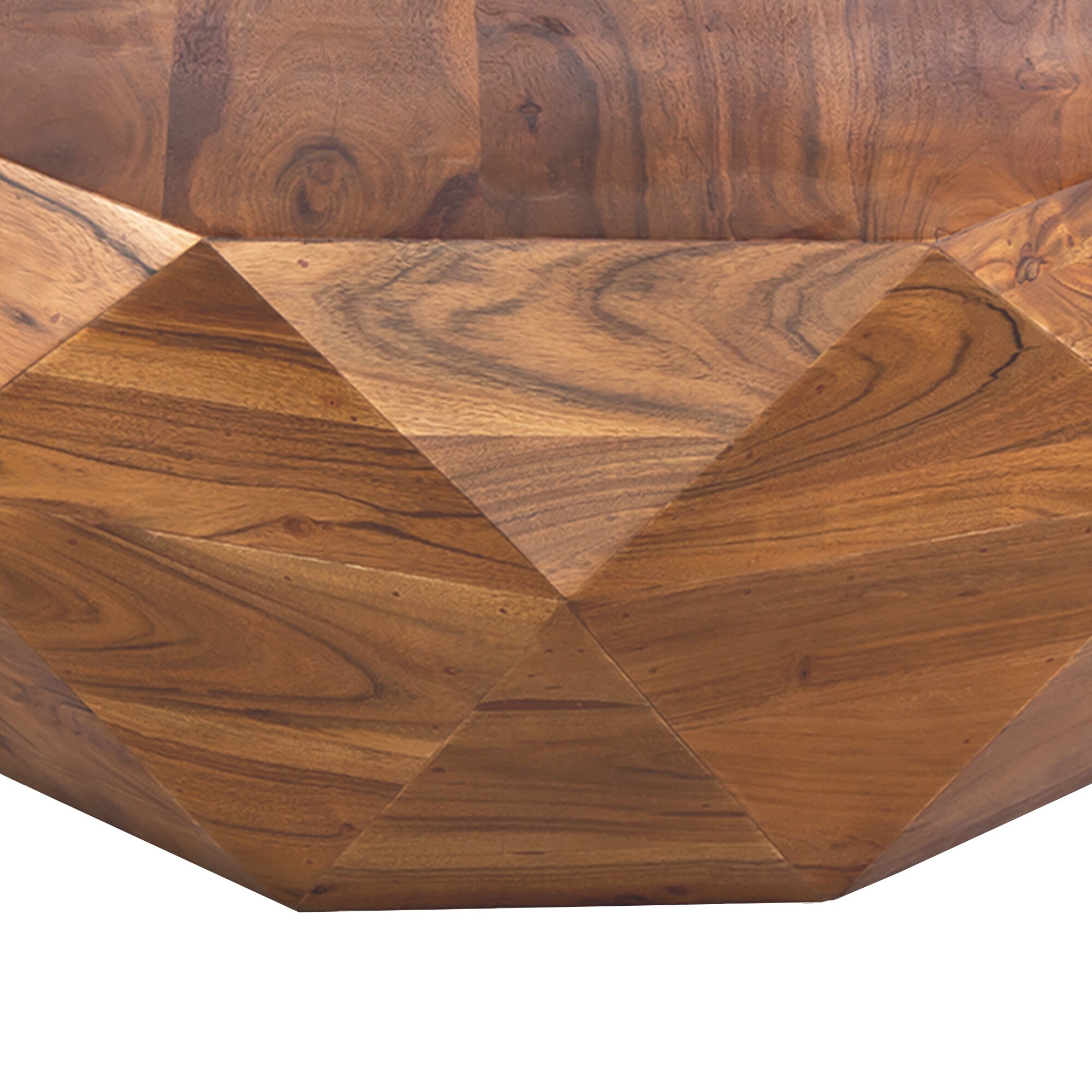 Diamond Shape Acacia Wood Coffee Table With Smooth Top Dark Brown