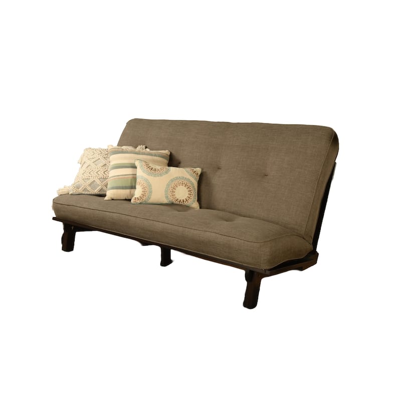 Somette Carson Full-size Futon Set in Java Finish with Mattress - Linen Stone