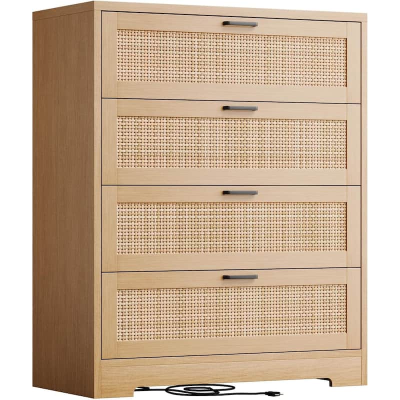Rattan 4 Drawer Dresser for Bedroom - Natural