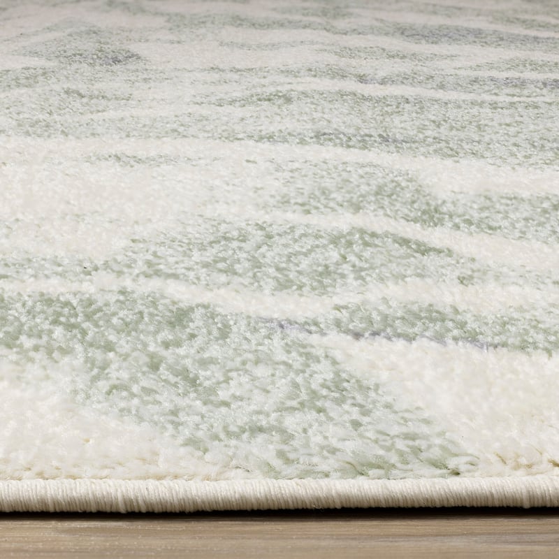 Flynn Collection - Cream/Green Palm Branch Rug