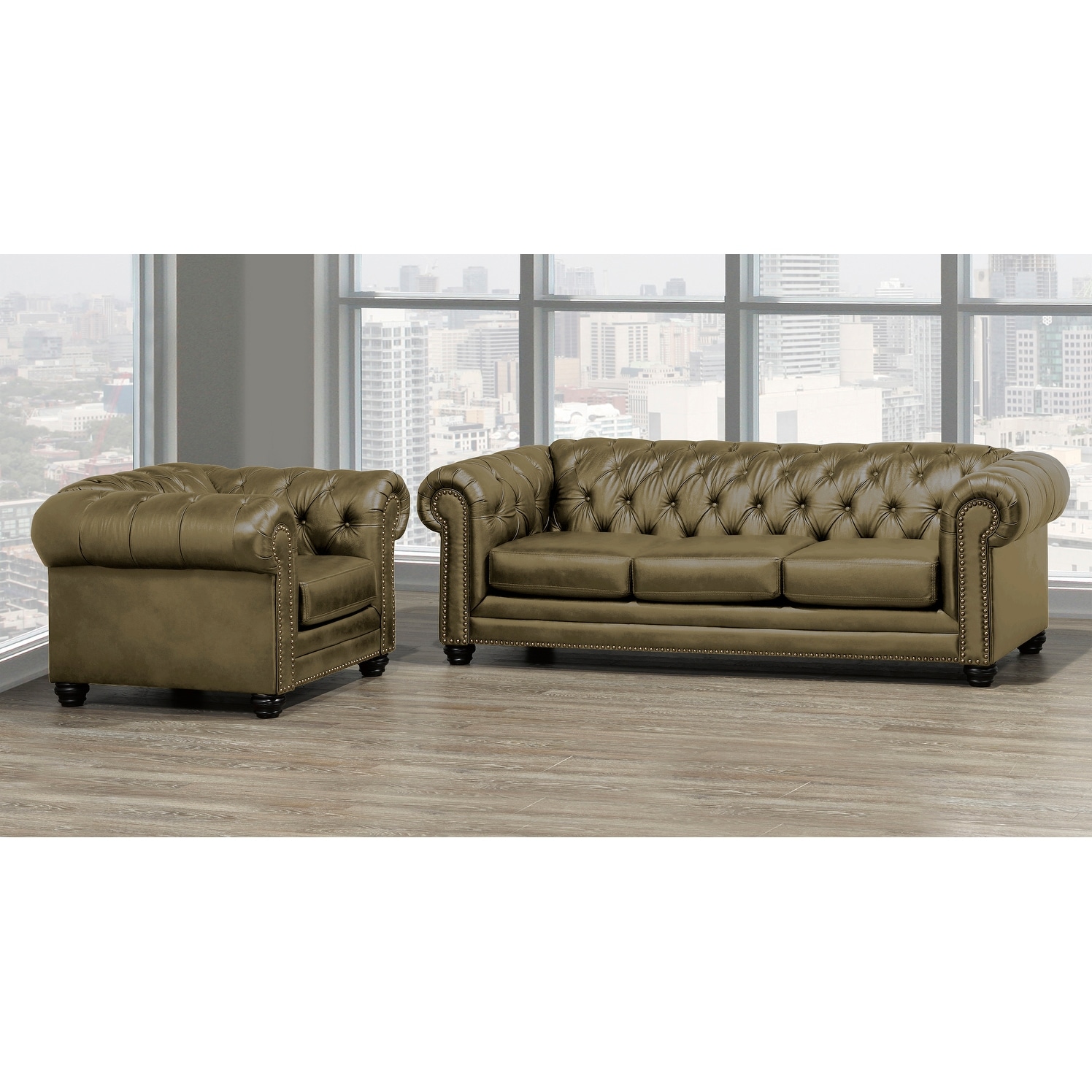 Leather sofa hotsell and armchair set