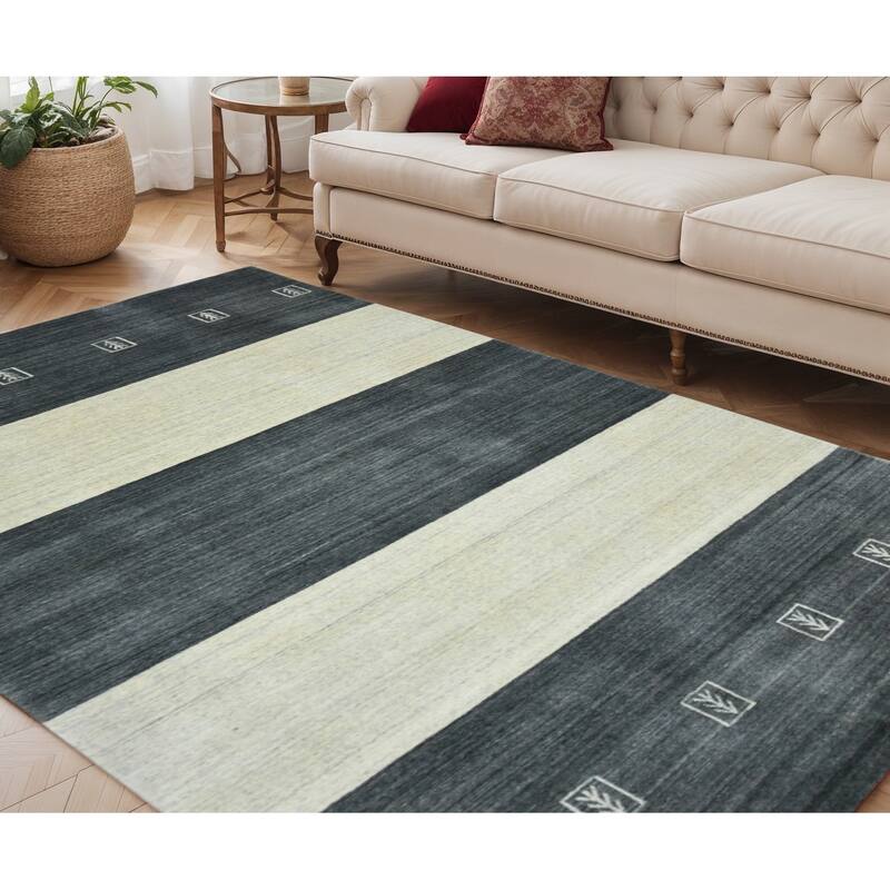 HomeRoots Striped Transitional Rectangle Area Rug - 96.00 in. x 60.00 in.  x 0.80 in.