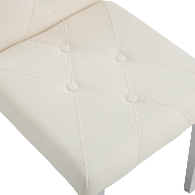 2PCS Dining Chair,C-shaped Tube Plating Metal Legs Office Chairs with Inset Button