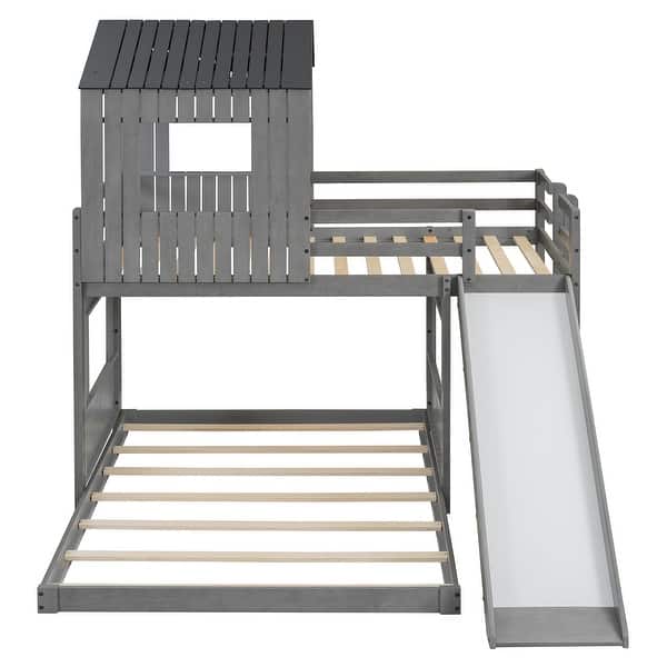 slide 2 of 46, Twin Over Full Bunk Bed, Loft Bed with Playhous