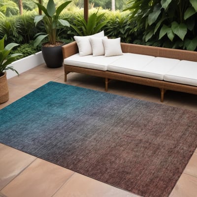 HomeRoots Ombre Transitional Rectangle Outdoor Rug