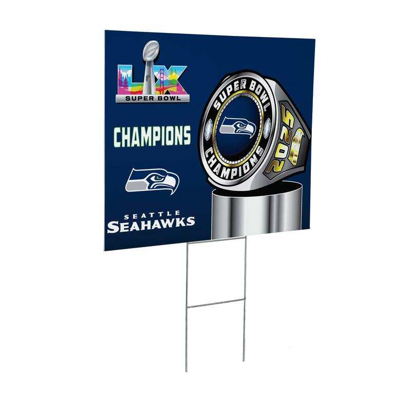 24 in. x 18 in. Seattle Seahawks Super Bowl 60 Coroplast Yard Sign with Stake