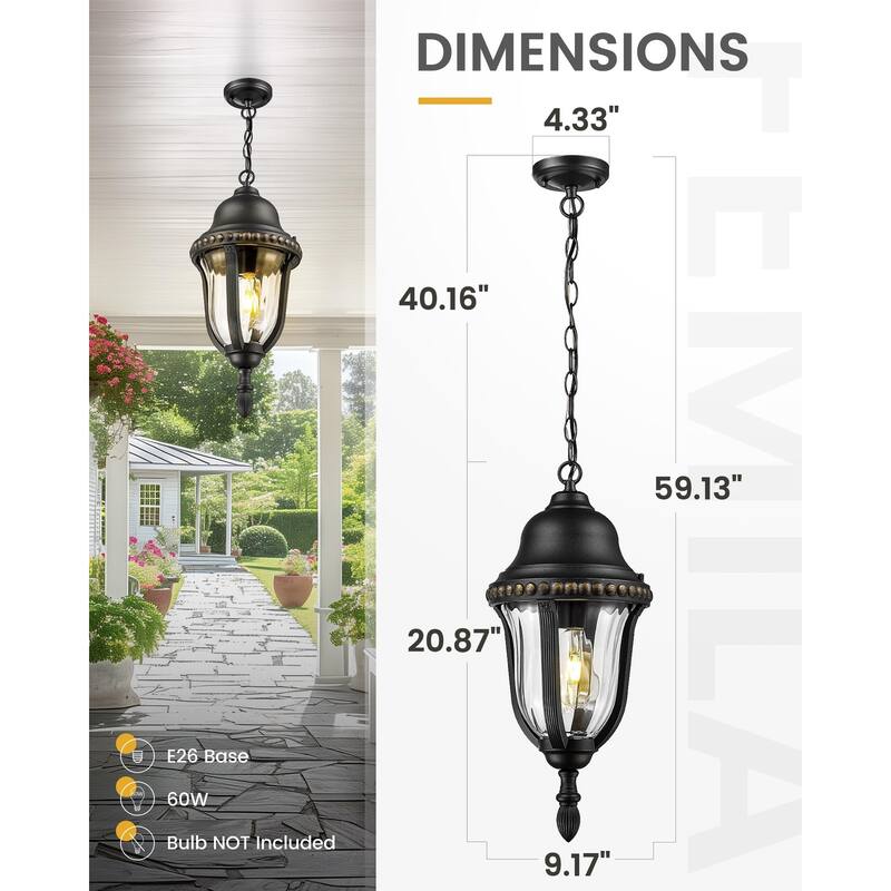 21" Outdoor Pendant Light, Ceiling Light