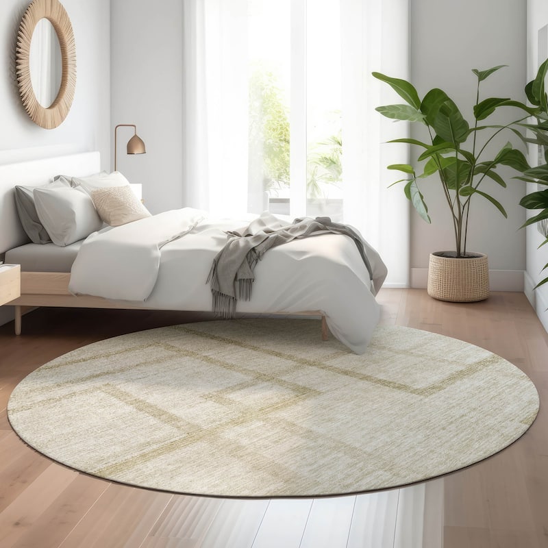 Premium Washable Super Soft Muted Modern Mayfield Rug - Beige - 8' x 8' - Round