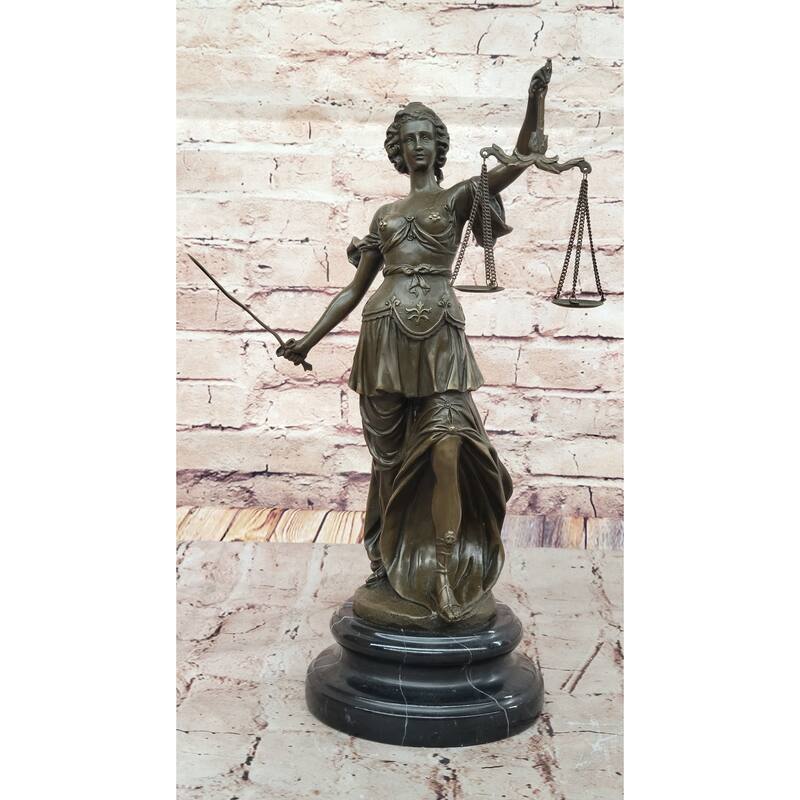 Lady Justice Bronze Statue – Elegant Symbol Of Law And Fairness On Marble Base