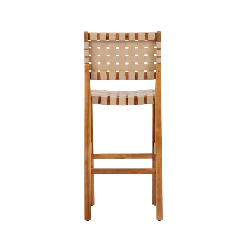 Christopher Knight Home - Solano Outdoor Acacia Wood Bar Height Dining Chairs with Woven Rope Seat & Back, Set of 2