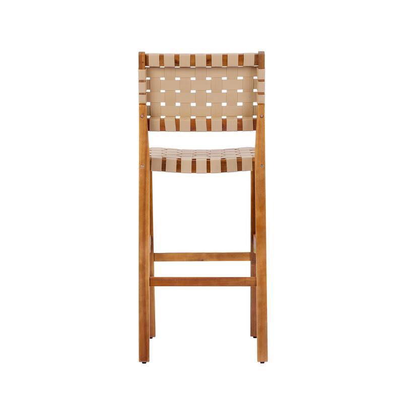 Christopher Knight Home - Solvanta Modern Solid Wood Outdoor 5-Piece Bar Height Dining Set with Rope Woven Bar Stools