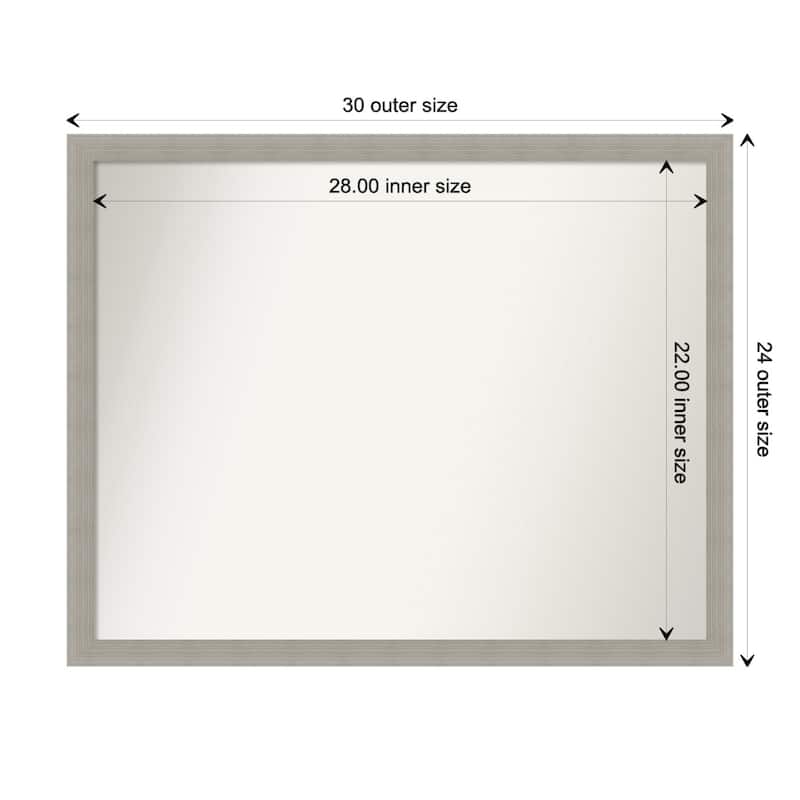 Woodgrain Stripe Non-Beveled Wood Framed Bathroom Vanity Wall Mirror - Woodgrain Stripe Grey - Glass Size 28x22
