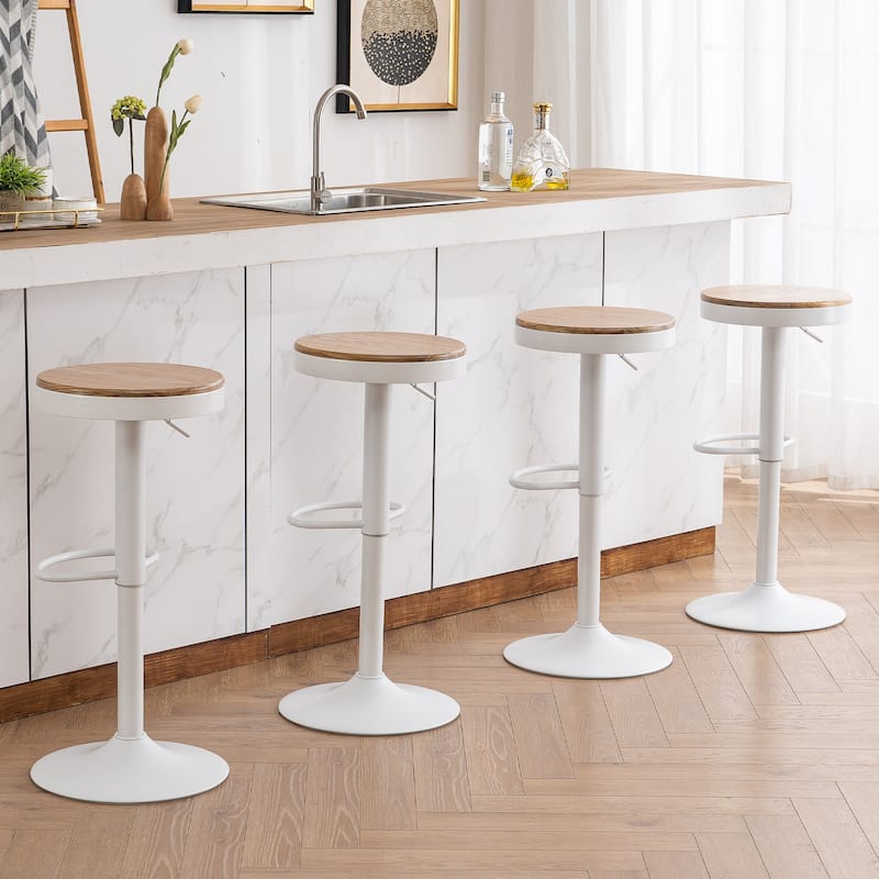 Adjustable Swivel Bar Chairs Backless Round Barstools Set of 2