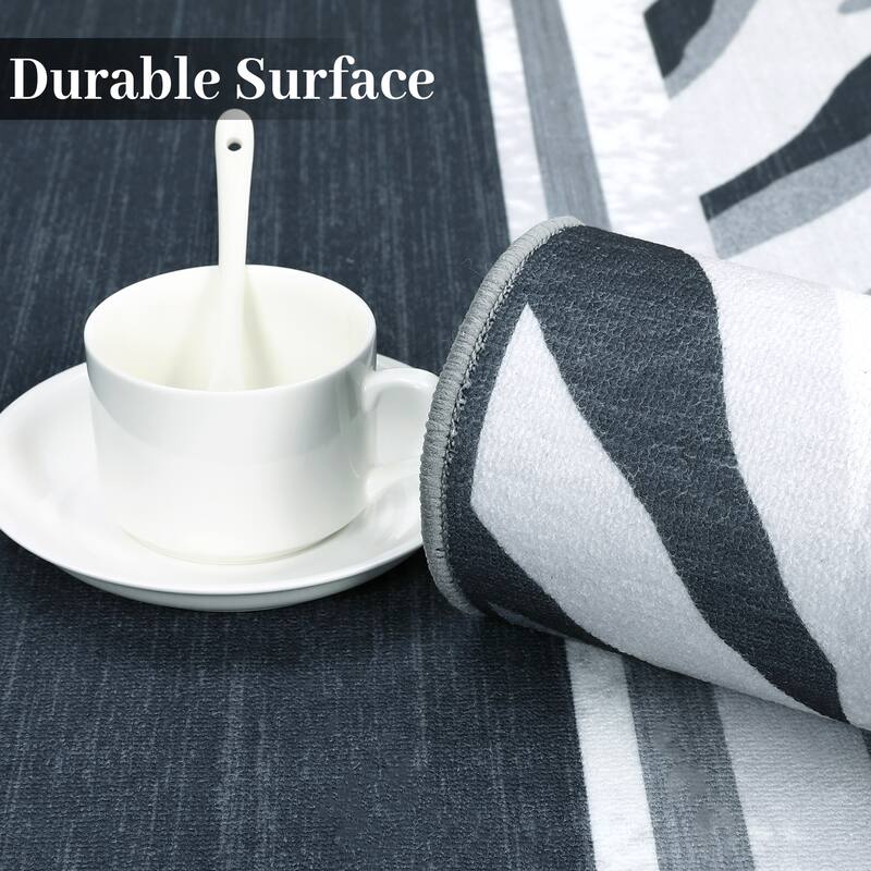 Modern Bordered Area Rugs for Living Room Bedroom Low Pile Non-Slip Rug Carpet