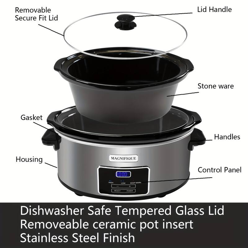 Magnifique 7 Qt Oval Dark Stainless Steel Digital Slow Cooker