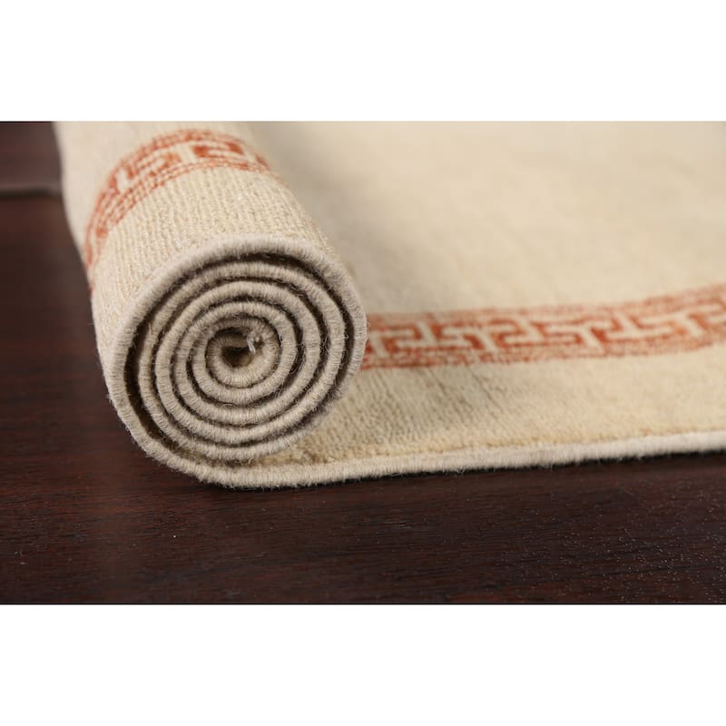 Neutral Gabbeh Kashkoli Wool Runner Rug Hand-knotted Oriental Carpet - 2'8" x 9'11"