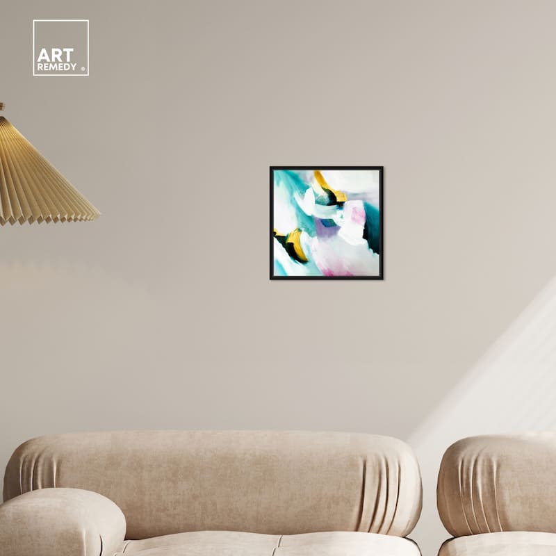 Art Remedy Still Violas Framed Blue Abstract 1 Piece Canvas Wall Art