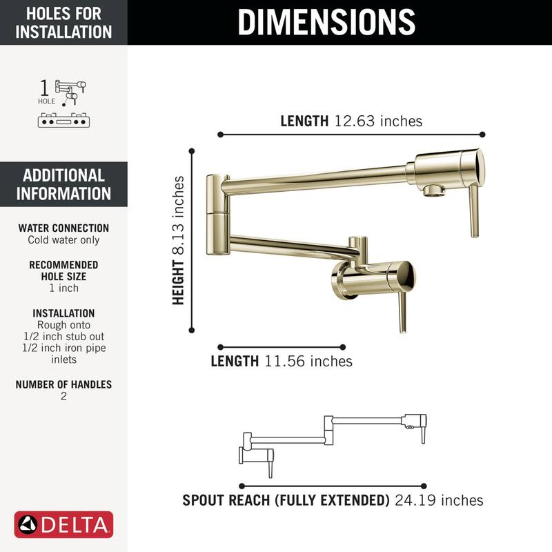 Delta 24" Wall-Mounted Pot Filler