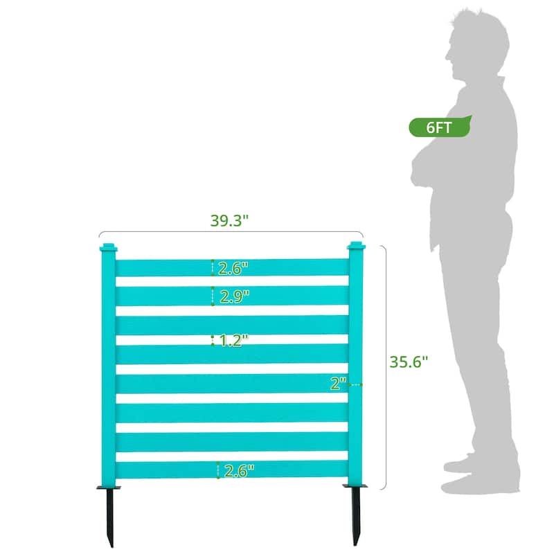 2,4-Panel Courtyard Privacy Fence Without Digging Pits, Easy To Set Up, No Damage To The Ground - 39.3 in. W x 35.6 in. H