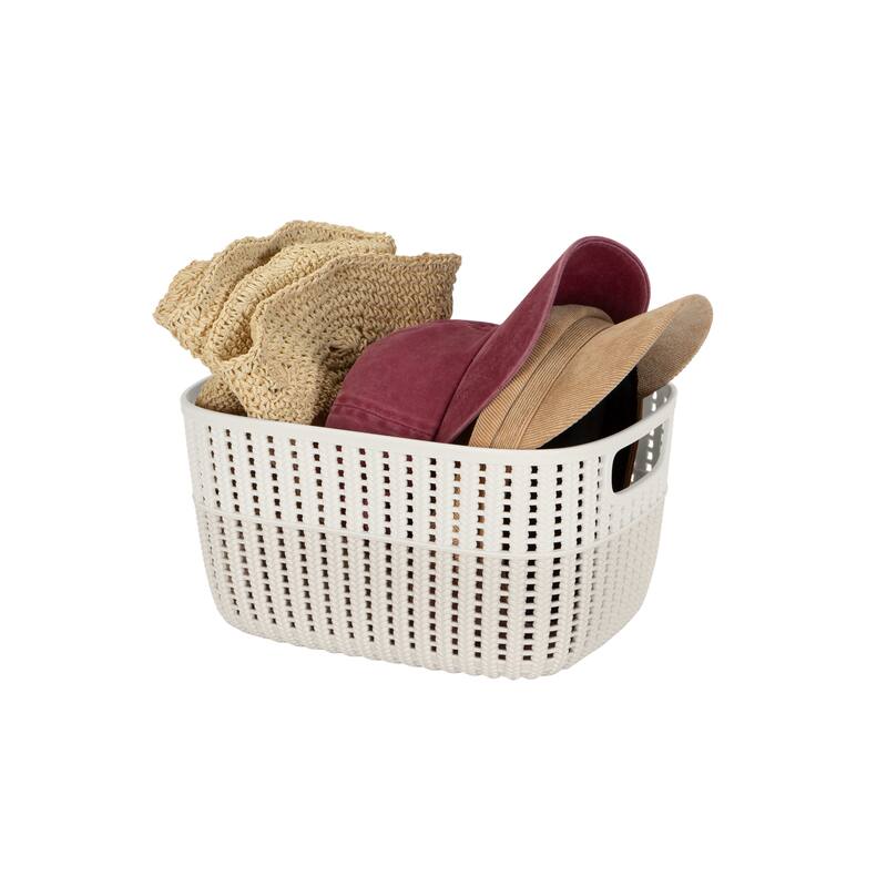 Simplify 2-Tone Decorative Medium Storage Basket