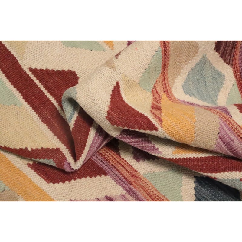 Hand Woven Oriental 100% Wool Carpet Southwestern Modern Multi-Colored Kilim Area Rug - 4' 10'' X 3' 1''
