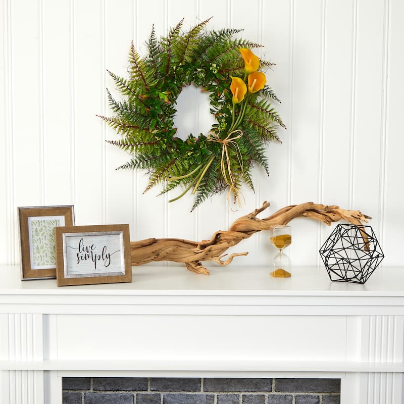 23" Assorted Fern and Calla Lily Artificial Wreath