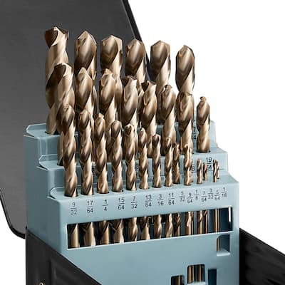 Black M35 Cobalt 29pcs Drill Bit Set with 135 Split Point and Storage Case - 7.08 x 4.33 x 2.16 in