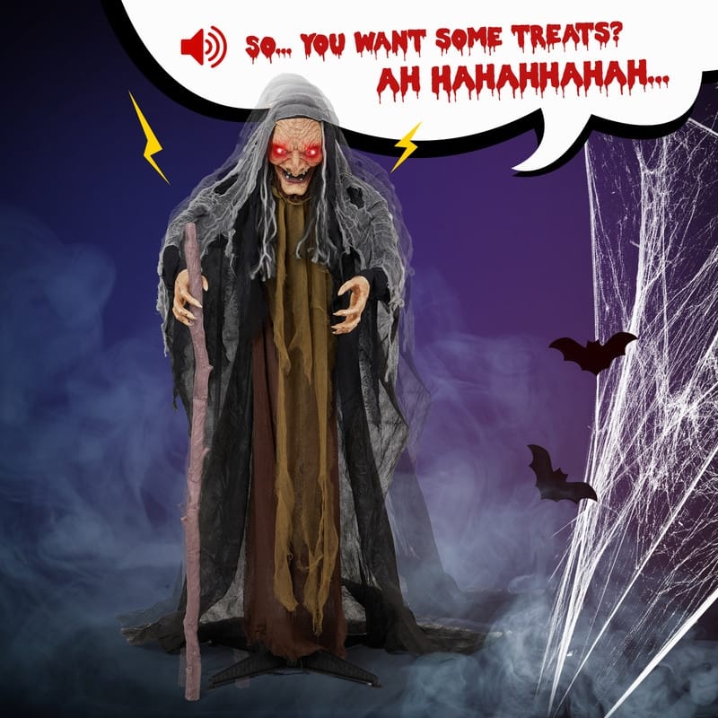 5.3FT Halloween Animated Standing Witch Decoration