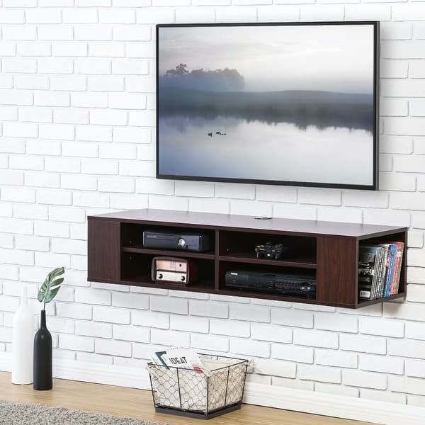 Fitueyes Floating Tv Stand Wall Mount Media Shelf Entertainment Center 48 Overstock 32335891 Tv stands become infinitely more cool when they have led lights, especially if they're a floating tv stand. usd