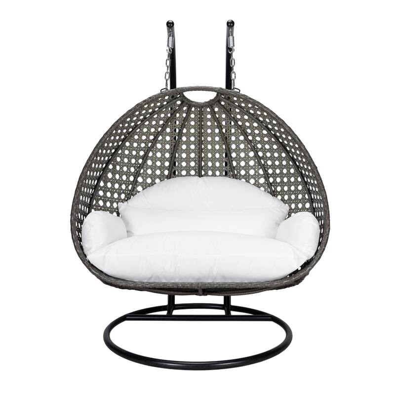 LeisureMod Wicker Hanging 2 person Egg Swing Chair - Dark Orange - 27"Dx57"Wx78"H