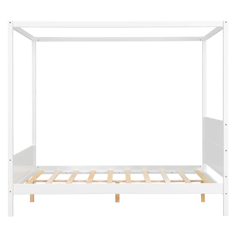 Roomfitters Queen Size Canopy Platform Bed with Headboard and Footboard, Slat Support Leg