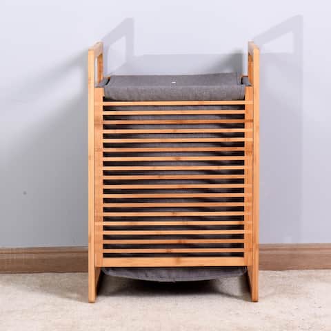 Bathroom Laundry Basket Bamboo Storage Basket - 15.74 x 13.78 x 23.82 inches
