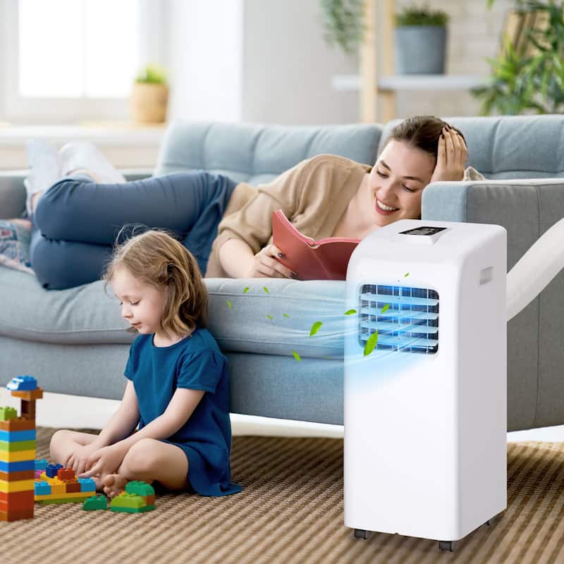 Costway Ashrae 8000 BTU Portable Air Conditioner & Dehumidifier - White--8000 BTU