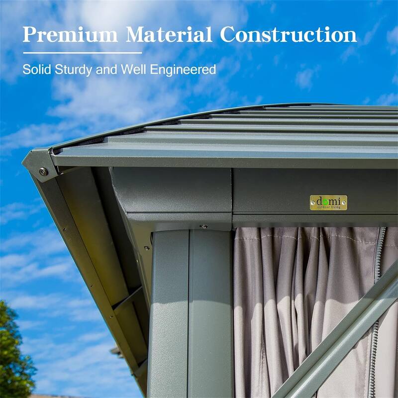 10'x12', Permanent Hardtop Gazebo with Aluminum Frame - Black