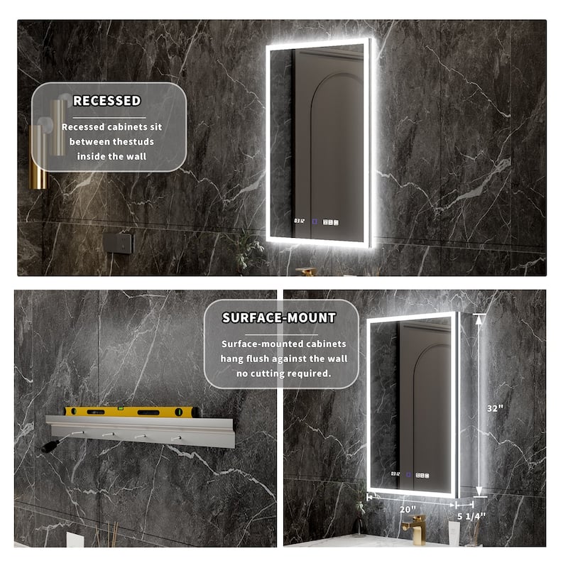 Modland 20x32" LED Recessed or Surface Medicine Cabinet with Mirror